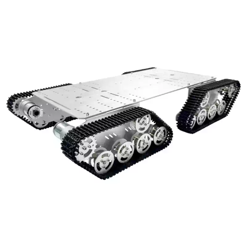 Intelligent robotchassis met metalen rupsbanden en 4 aandrijvingen
