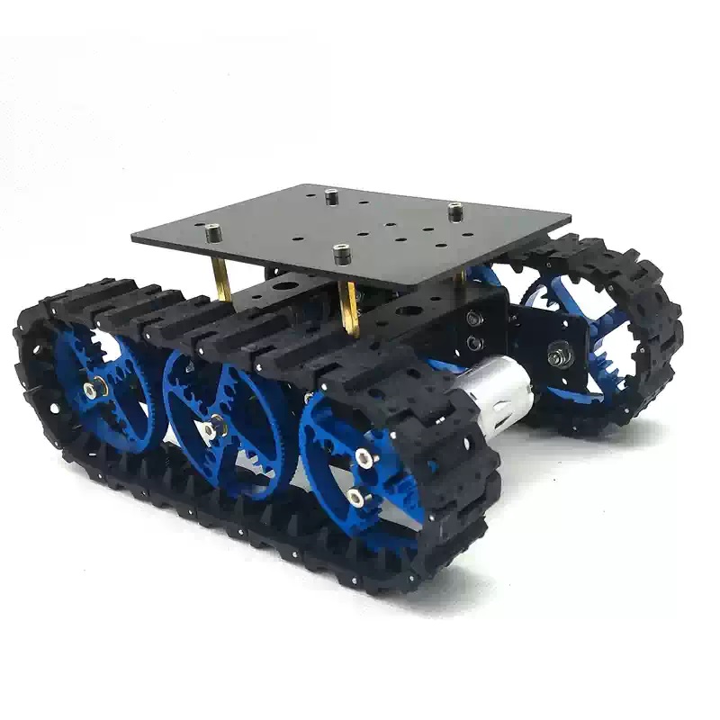 Mini intelligent robotchassis met rubberen rupsbanden